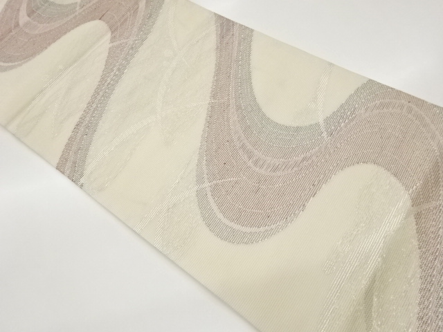 JAPANESE FUKURO OBI FOR SUMMER / WOVEN ABSTRACT WAVY STRIPE